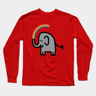 Cute Animals Elephant Spits Rainbow Long Sleeve T-Shirt